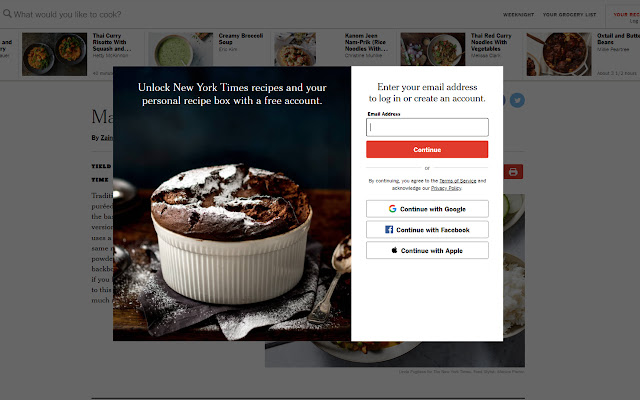 NYTimes Free Cooking chrome extension