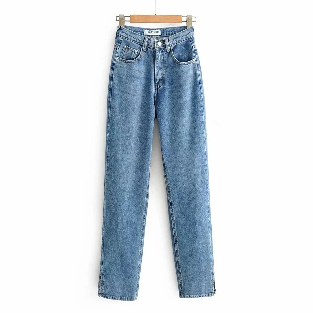 Title 5, Dunne, rechte broek met zijsplitten en dweilfun...