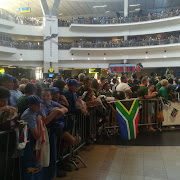 Rugby fans and South Africans in general at the OR Tambo Airport in Johannesburg on November 5 2019. 