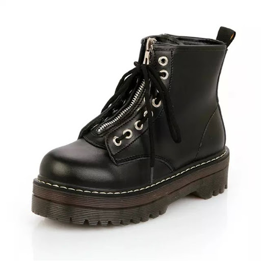 Title 6, Round Toe Front Lace Up Womens Boots Mid Tube M...
