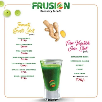 Frusion Pressery & Cafe menu 