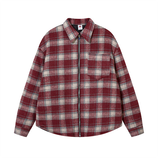Title 2, Mens Plaid Shirt Cotton Padded Coat Warm Winte...