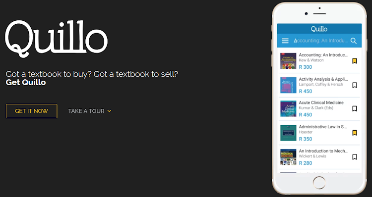 Screenshot of Quillo’s website. Developed by a UCT student, the app brings the buyers and sellers of second-hand textbooks together.