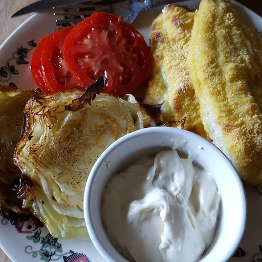 Delicious baked catfish I made & baked cabbage steaks, fabulous!