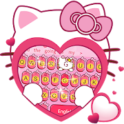 Pink Cute Kitty Bowknot Cartoon Keyboard Theme  Icon