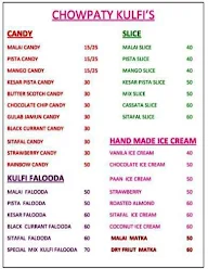 Chowpaty Kulfi menu 1