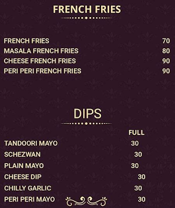 Fusion Fast Food menu 