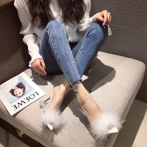 Title 2, Hairy Sandals for Women Fairy Style Crystal Cle...