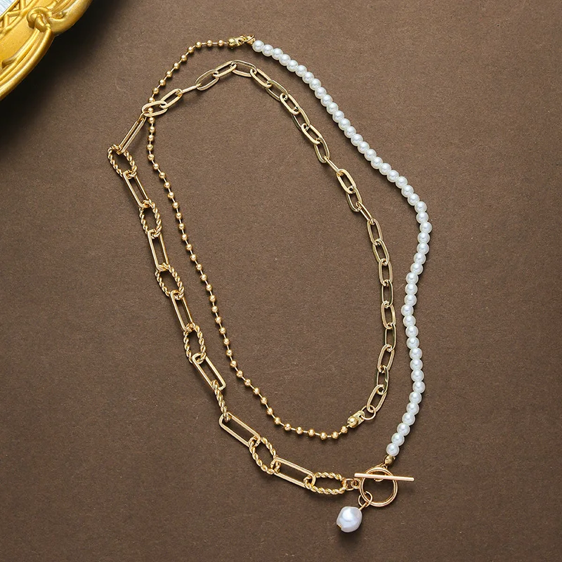 Title 9, Collier double chaîne à longues perles rondes, ...