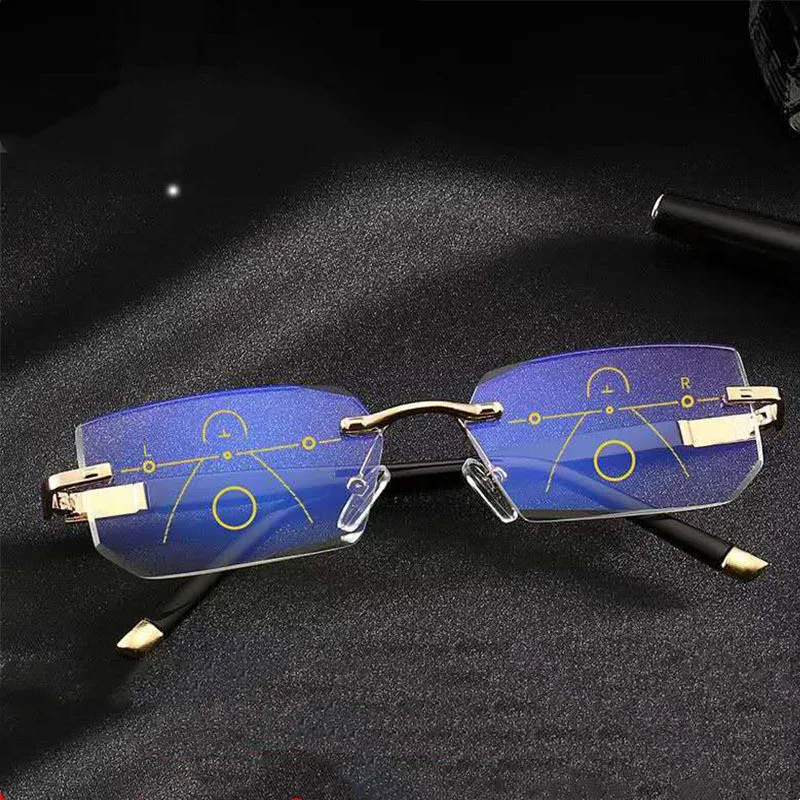 Title 2, Trendy multifocale bril met diamantgeslepen ran...