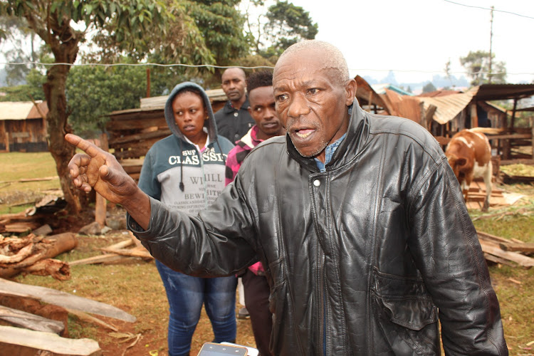 Ngangarithi residents at the scene where attackers raided a homestead and destroyed property on Wednesday.