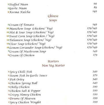 Moti Mahal menu 