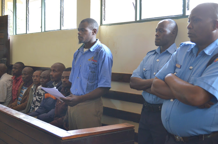 Paul Njoroge who is accused of killing a 5 years old boy when he was arraigned in a Murang'a Court on Thursday.