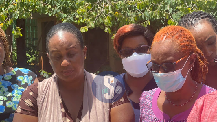 Family members of the late NTV journalist Rita Tinina at Umash Funeral Home, Nairobi where an autopsy was conducted on March 19, 2024