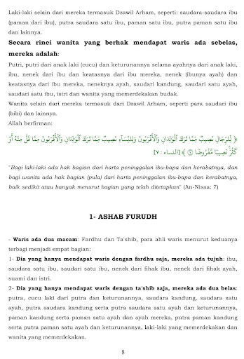 Hukum Waris Islam Faraidh - Ringkasan Fiqih Islam