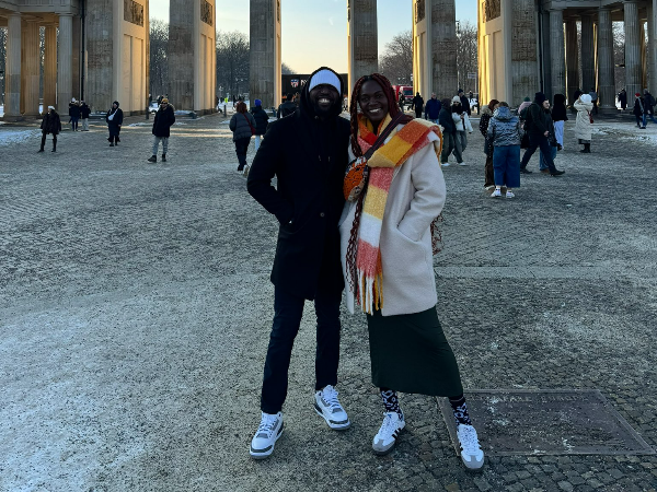 Journalist Larry Madowo and his sister Liz in Berlin on January 18, 2024.
