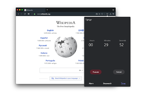 Alarm, Timer and Stopwatch