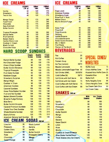 Hutkar Burger and Ice Creams menu 