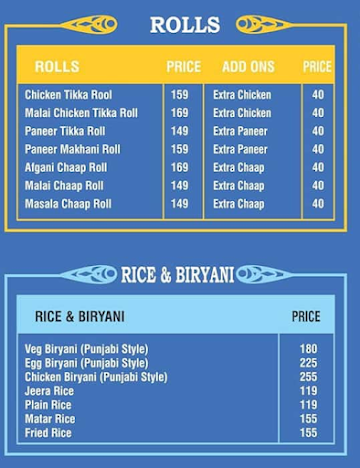 Arjun Dhaba menu 