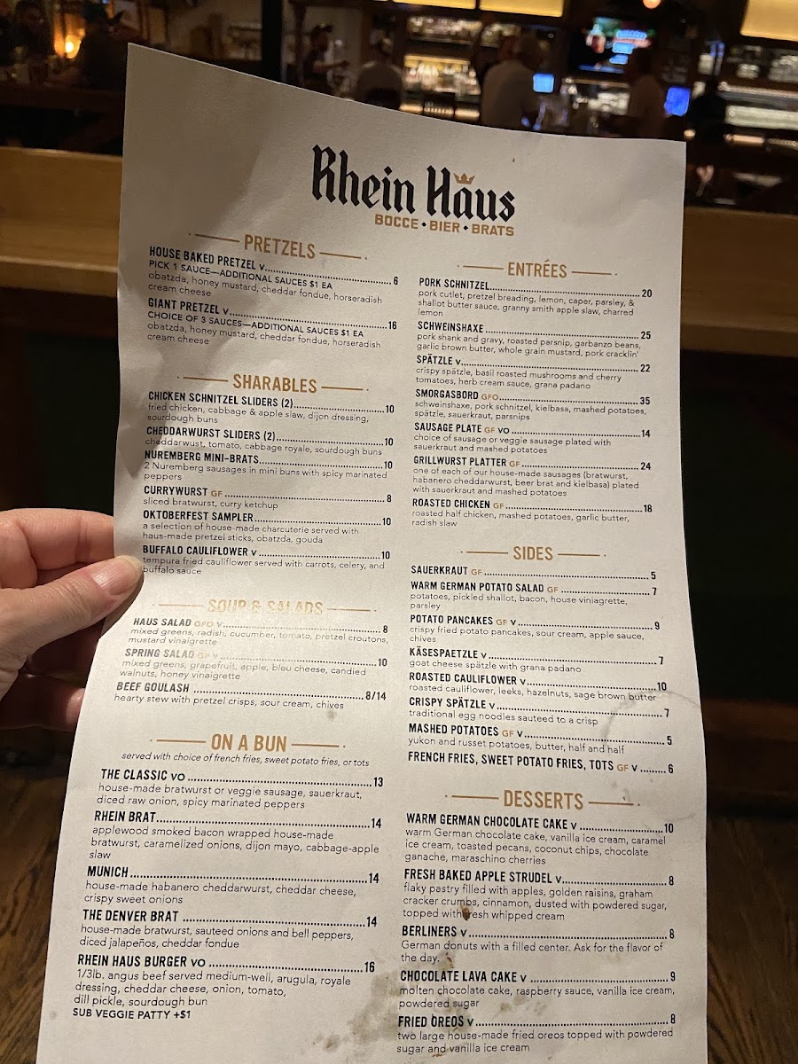 Rhein Haus Denver gluten-free menu