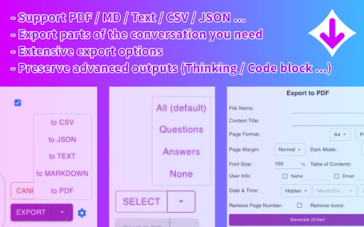 Gemini Exporter: Save Gemini as PDF, MD and more