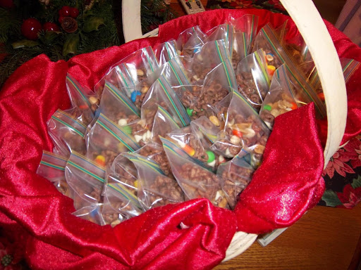 BASKET OF MY TRAIL MIX THAT I AM SHARING WITH THE CURIOUS CUISINERS CLUB