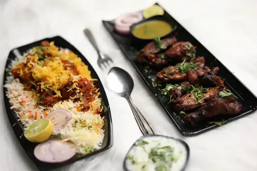 Chicken Hyderabadi Dum Biryani And Spicy Chicken Wings