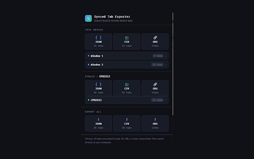 Synced Tab Exporter screenshot 1