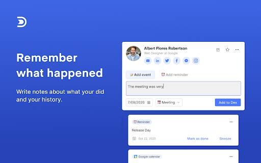 Dex for Chrome - Personal CRM and Rolodex