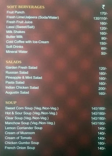 Aangan - Yatri Nivas menu 