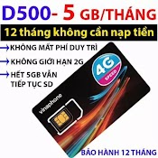 Sim 4G Vinaphone D500 5.5Gb/1 Tháng Trọn Gói 1 Năm Không Nạp Tiền