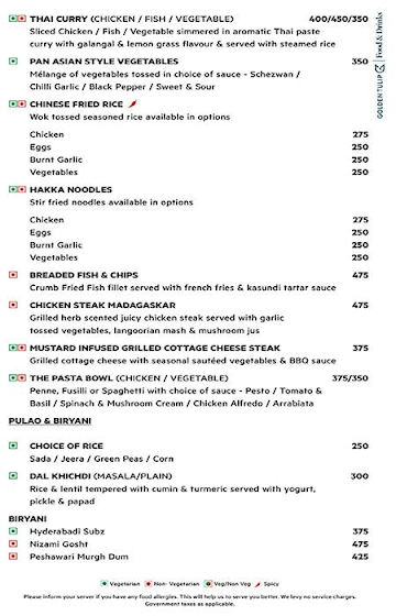 The Oriental - Golden Tulip menu 