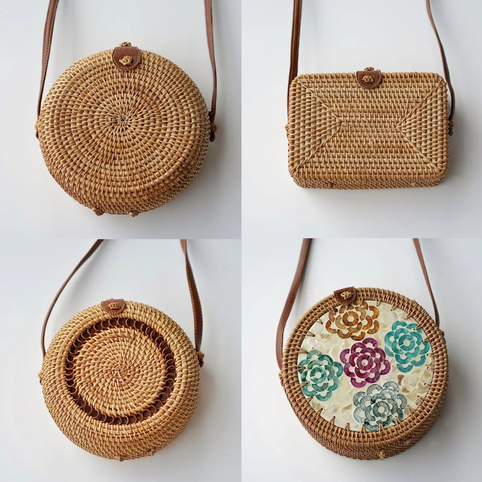Bolsa de Rattan com Design Retro e Personalidade Fashion. Perfeita para um visual vintage e estiloso. Ideal para uso diário e ocasiões especiais.