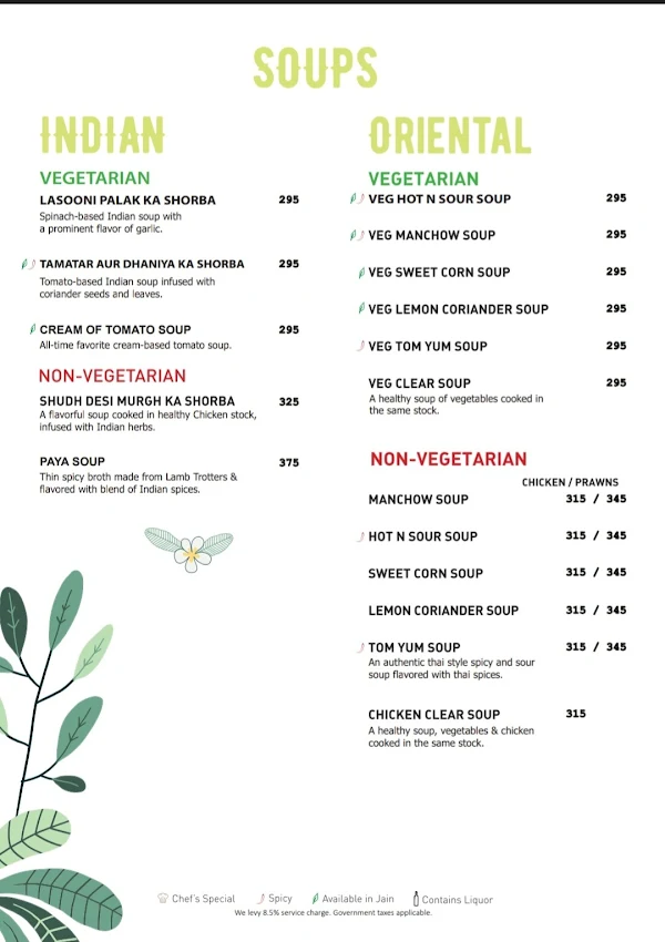 Rainforest menu 