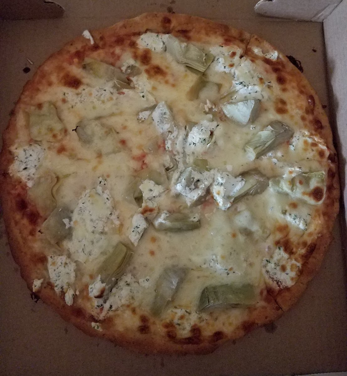 GF with extra cheese, ricotta, artichoke