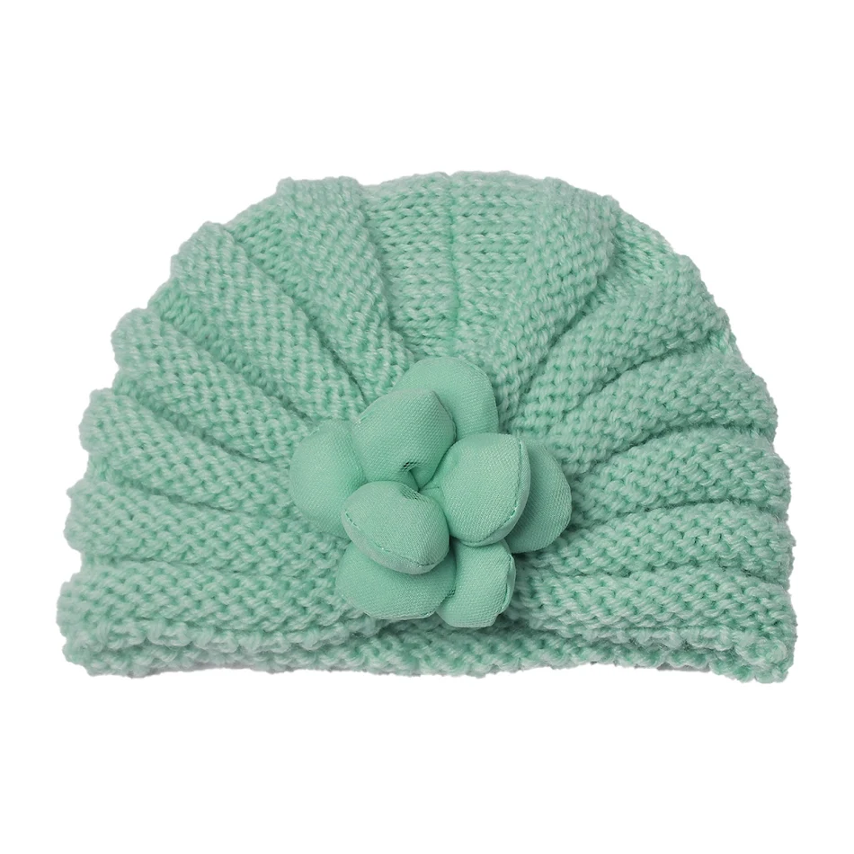 Gebreide muts met driedimensionale bloemen voor baby's, houdt baby warm, zacht en comfortabel, ideaal cadeau.