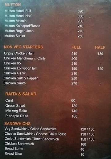 Trushna menu 