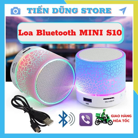 [Giảm Giá Sập Sàn] Loa Bluetooth Mini S10 Co Led - Tặng Kèm Dây Sạc