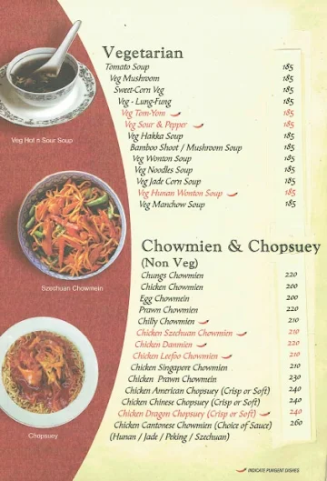 Chung's Chinese Corner menu 