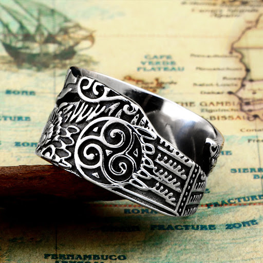 Title 5, Stylish Vintage Stainless Steel Ring. A durable...