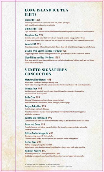 Veneto Kitchen & Bar menu 