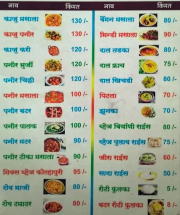 Geeta Dining Hall menu 