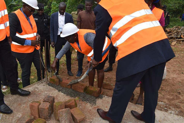 Director of Public Prosecutions Jane Frances Abodo launching the construction of the super structure.