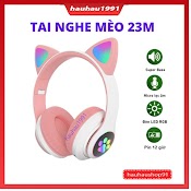 Tai Nghe Mèo 23M Bluetooth Chụp Tai , Tai Mèo Dễ Thương Có Mic, Âm Bass Mạnh Mẽ Bảo Hành 1 Năm