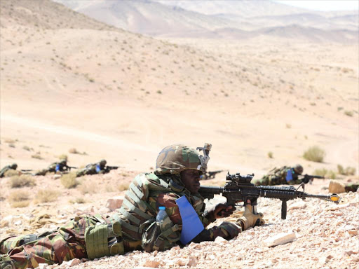 A KDF elite unit member during a training exercise in Jordan. /JOSEPH NDUNDA