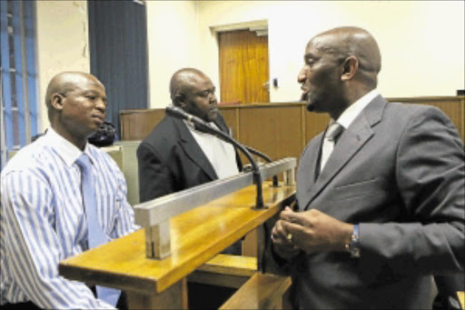 EVIDENCE: Tumelo Mokoka and attorney Ike Motloung during popular hip-hop musician Molemo 'Jub Jub' Maarohanye's murder trial in the Protea Magistrate's INSET: Benjamin Maseko, a witness at the trial. PHOTOS: MOHAU MOFOKENG