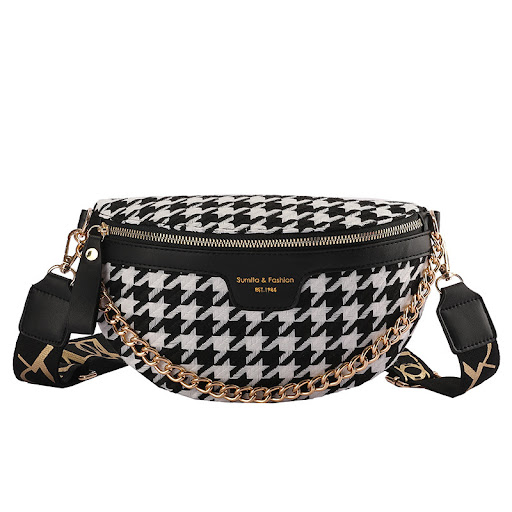 Title 3, New Checkered Chain Ladies Waist Bag, Ins Net R...