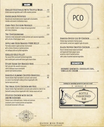 Pco Bar menu 