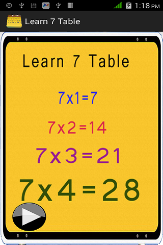 Learn 7 Multiplication Table