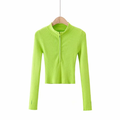 Title 7, V-neck Long-sleeve Zip-up Bottoming Sweater. So...